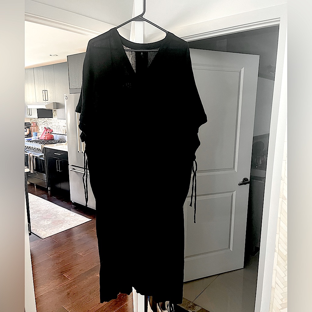 Rag & Bone Black Medium Elysse Crinkled Short Sleeve Shift Dress